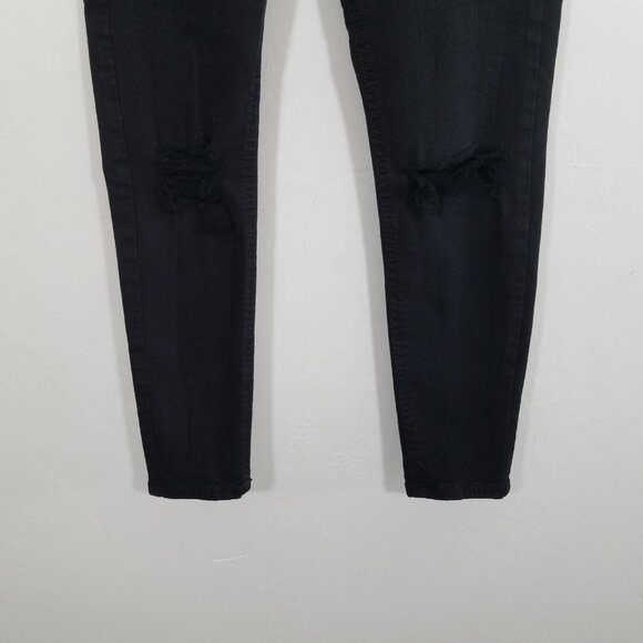 Topshop Petite JAMIE Distressed Stretch Jeans Black Size 26 Petite - Picture 3 of 7